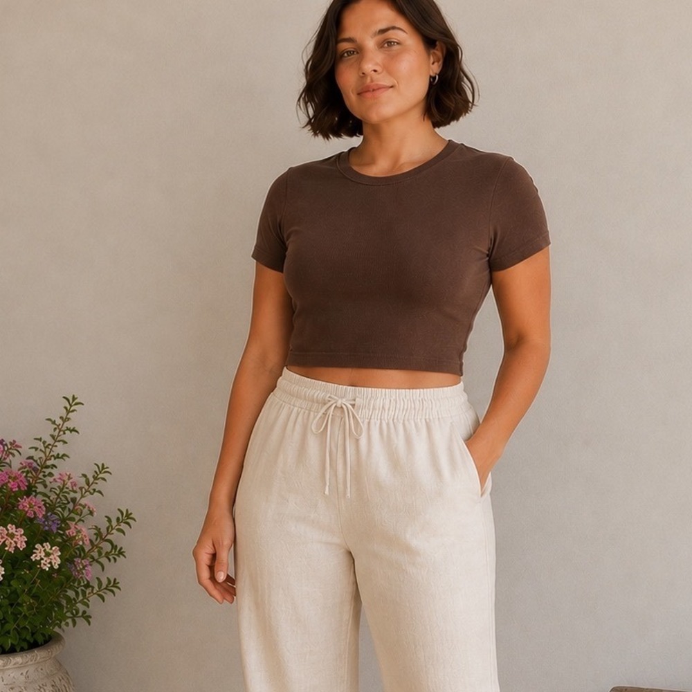 SKIMS Fits Everybody Super Crop T-Shirt Cocoa 2X (Fits Large/XL